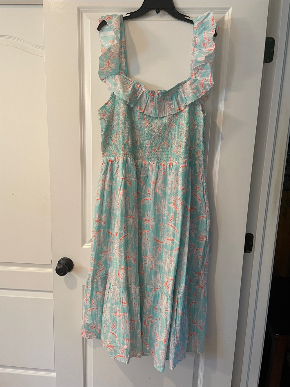 Vineyard Vines Mint Blue and Coral Floral Maxi Dress